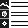 A white icon on a black background that shows a picture , a flower , and a sun.