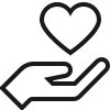 A hand is holding two hearts in it.