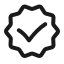 A white check mark in a circle on a black background.