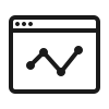 A white graph with an arrow pointing up on a black background.