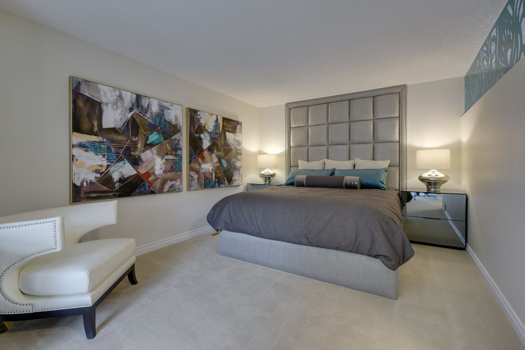 There is a large bed in the middle of the room.