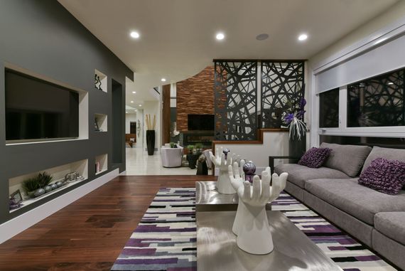 A living room with a couch and a coffee table