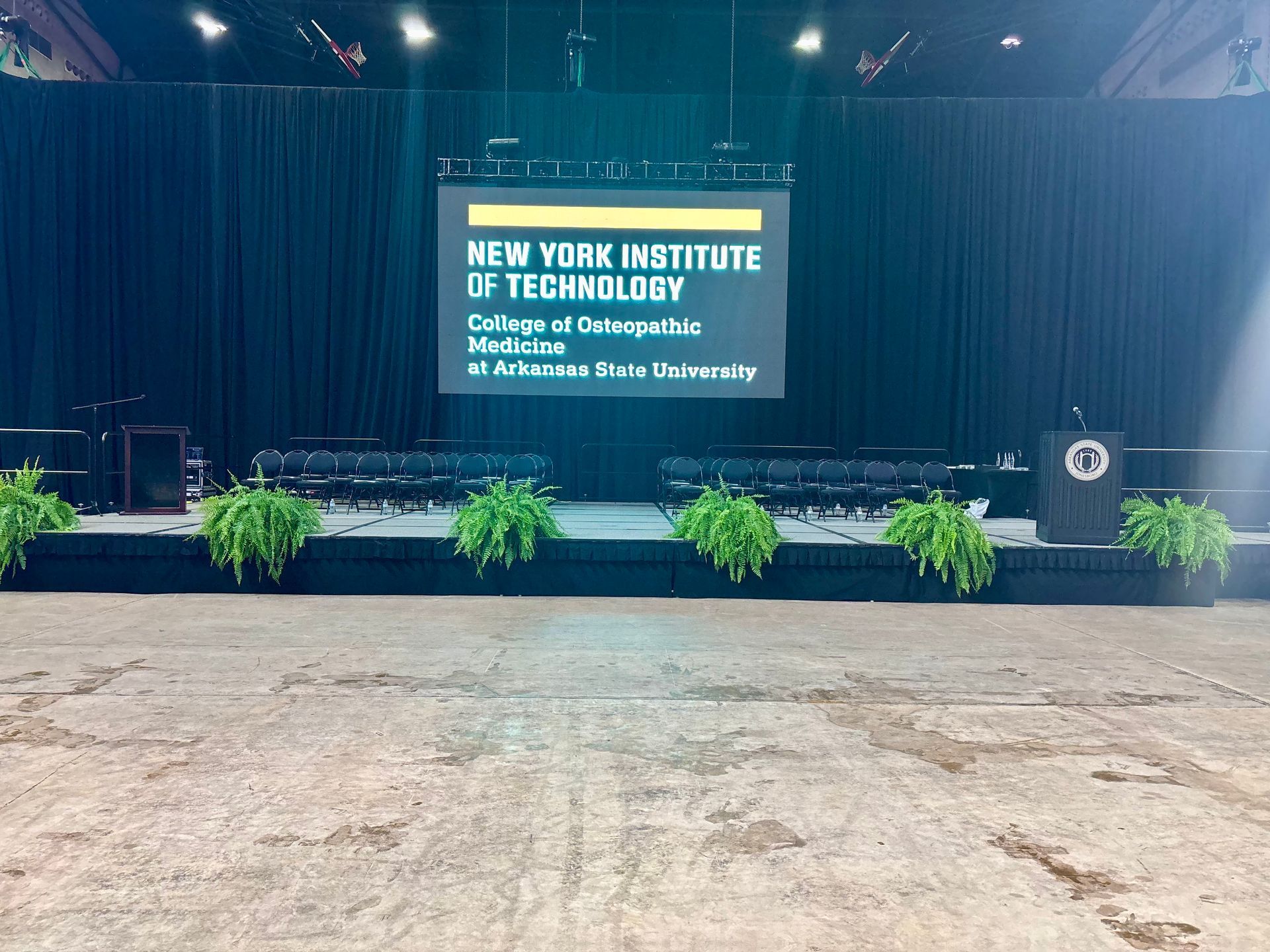 graduation stage with ferns