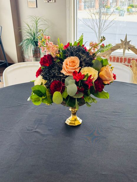 red and yellow floral centerpiece