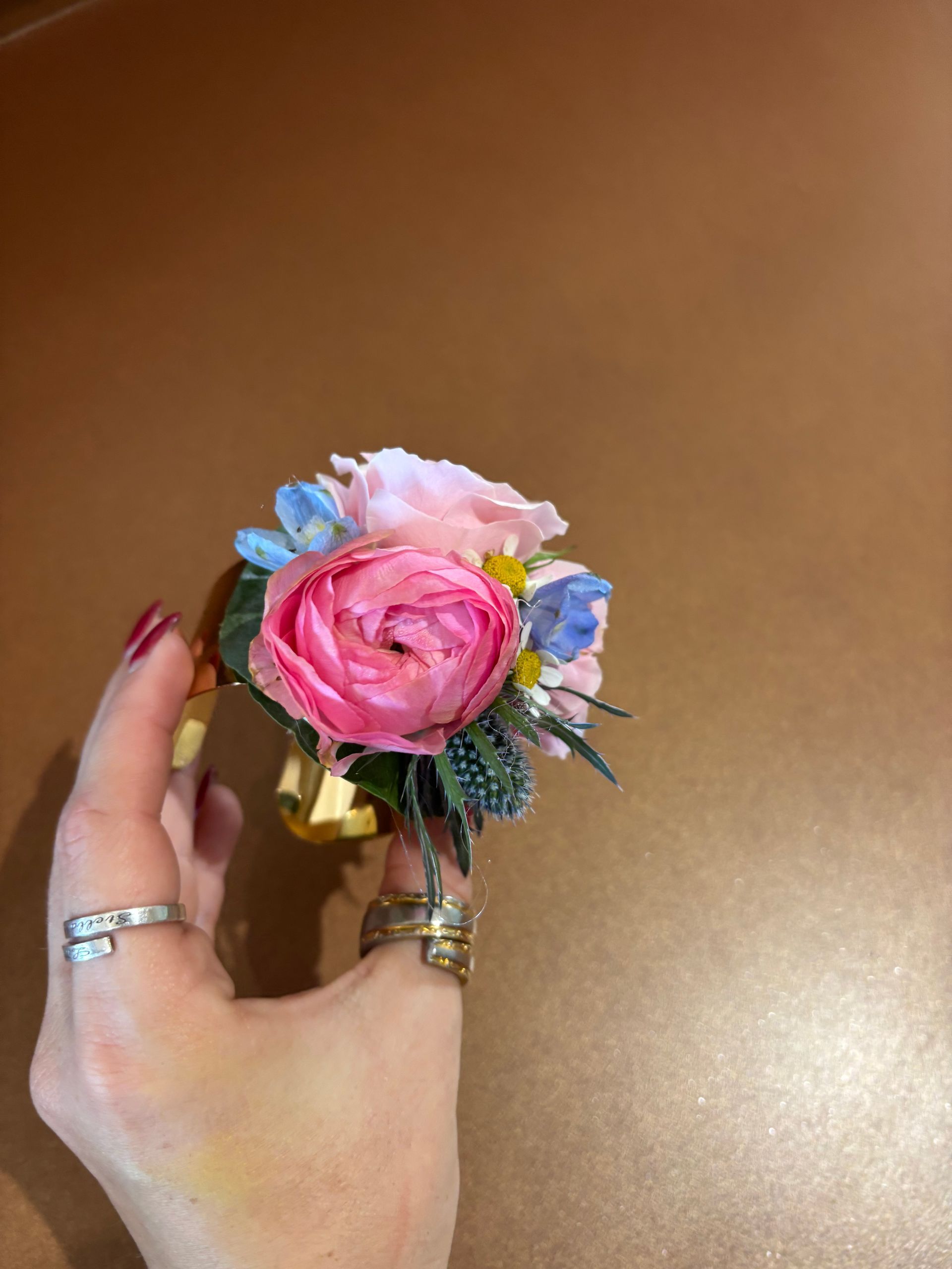 colorful wedding corsage