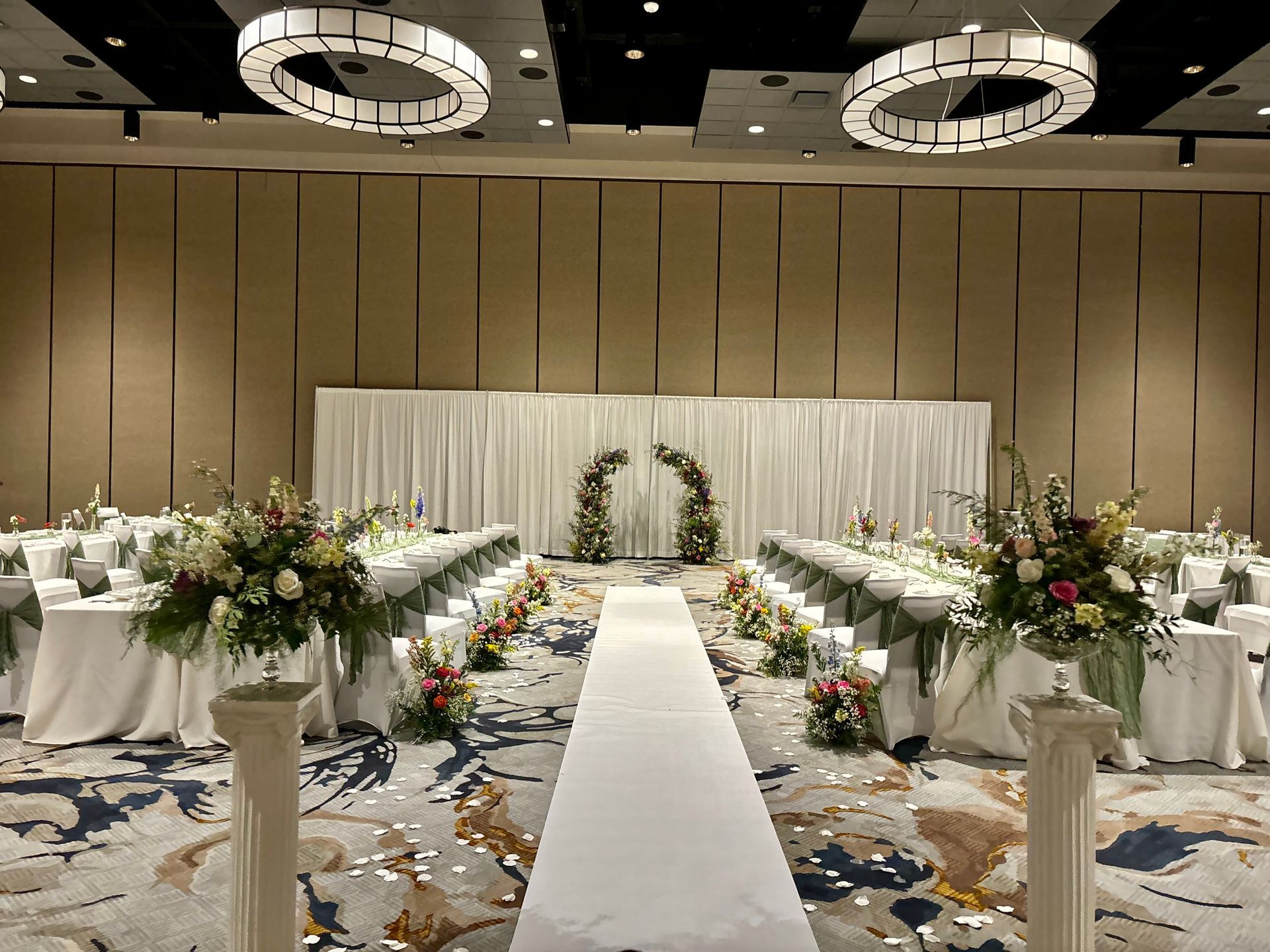 indoor wedding ceremony flowers