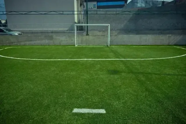 Henderson artificial turf - soccer field featuring a goal positioned at the center.