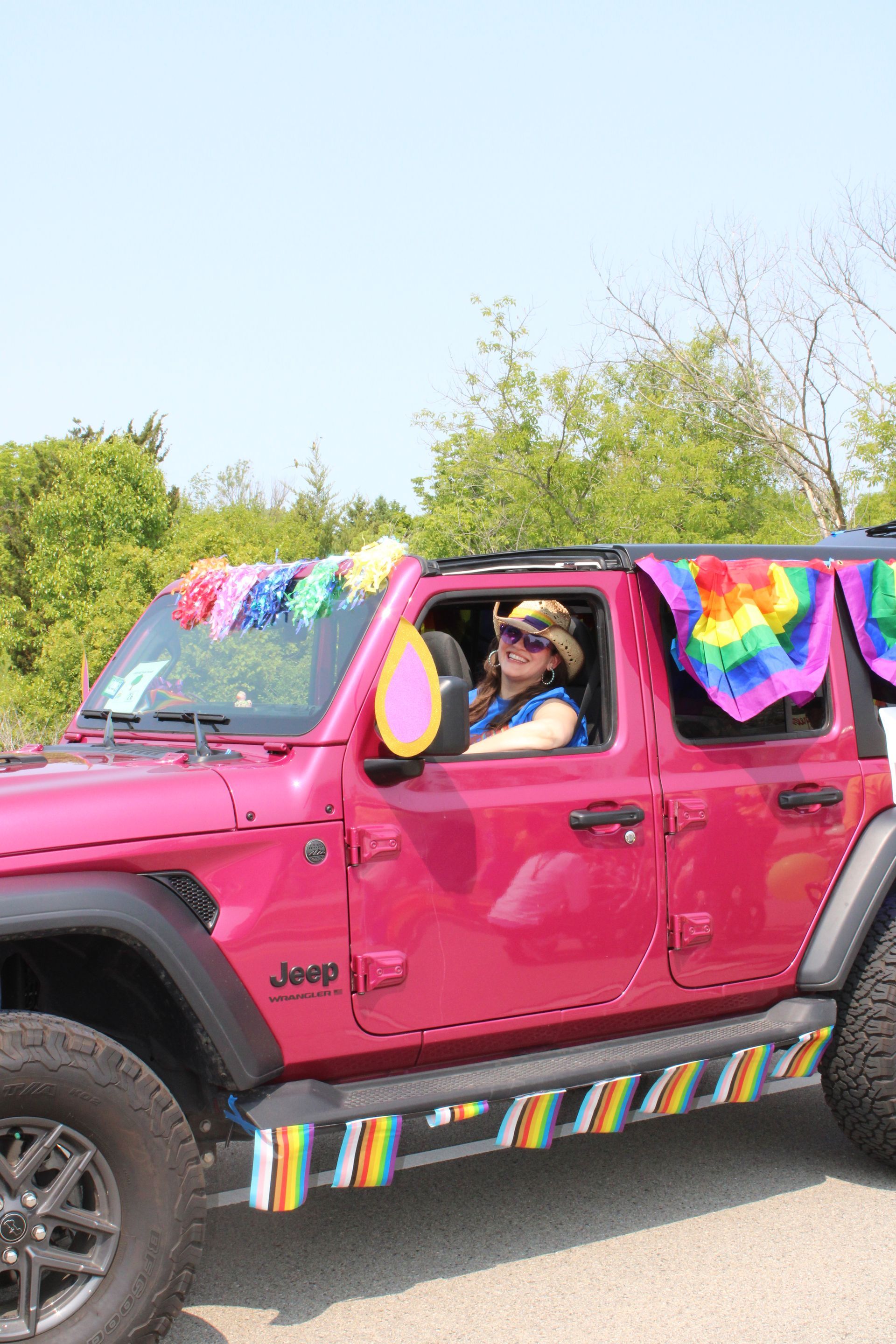 Melody Rose driving the pink Jeep at the 2025 Buffalo Pride Parade