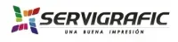 Logotipo de Servigrafic con icono cuadrado multicolor y texto gris sobre fondo blanco.