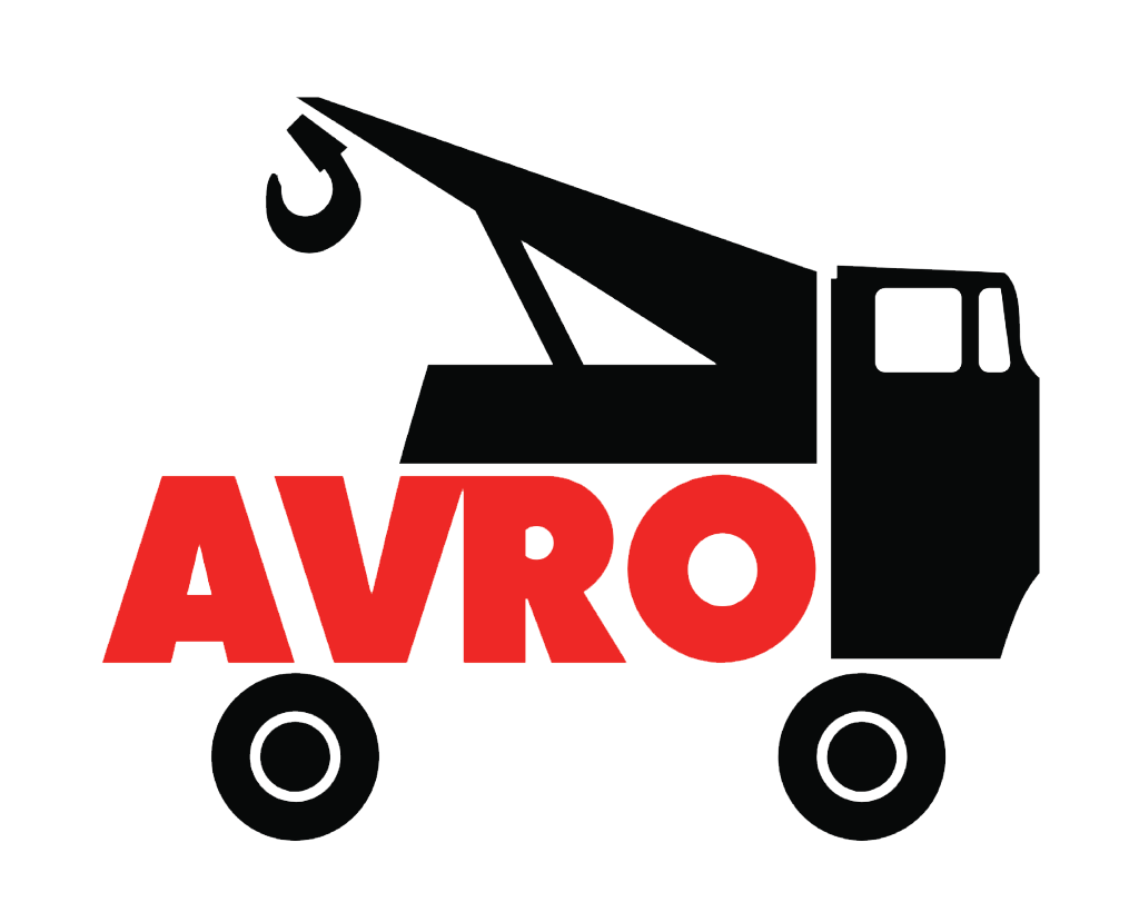 AVRO tow truck logo in red, black, and white