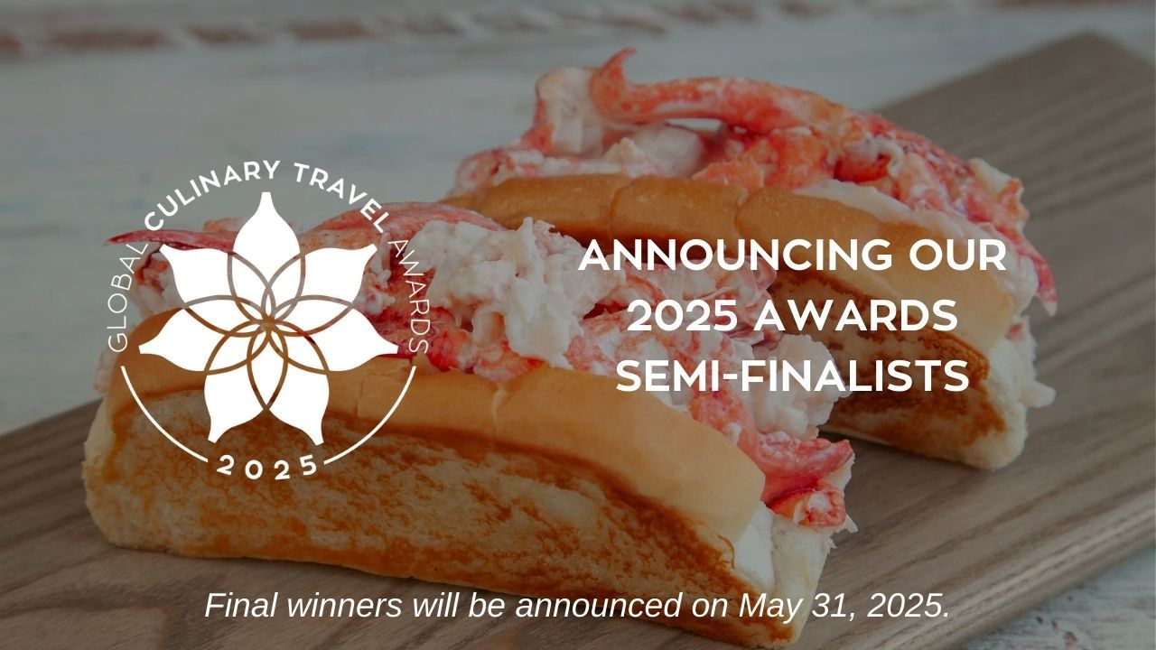 A picture of a lobster roll with the words announcing our 2025 awards semi-finalists