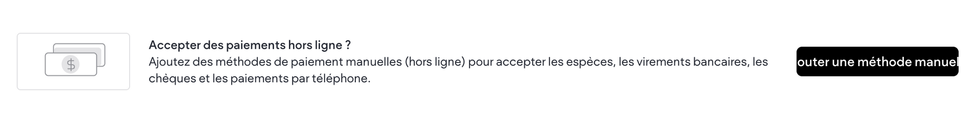 Ajout d'un moyen de paiement manuel