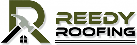 Logo for Reedy Roofing, features a green 