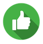 White thumbs-up icon inside a green circle with a shadow, indicating approval or a positive response.