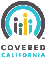 Covered California logo: Arched stripes above four stylized figures.