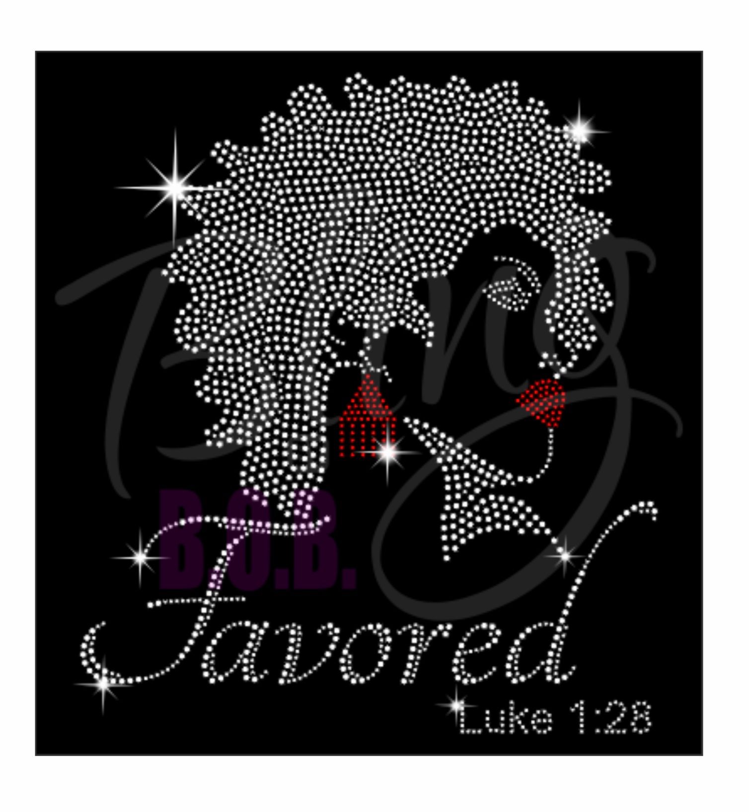 Favored Woman Afro Silhouette, Luke 1:28 (Transfer Sheet)