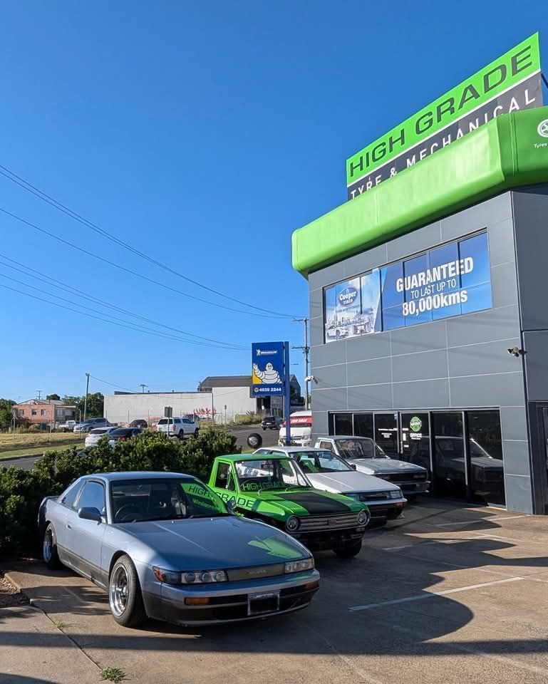 Four cars is Parked in Front of a Building — High Grade Tyre and Mechanical in Toowoomba City, QLD