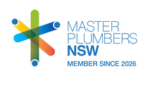 Master Plumbers NSW logo with multicolor star and “Member since 2026” text