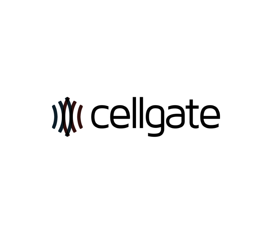 Cellgate logo in black and orange on a white background