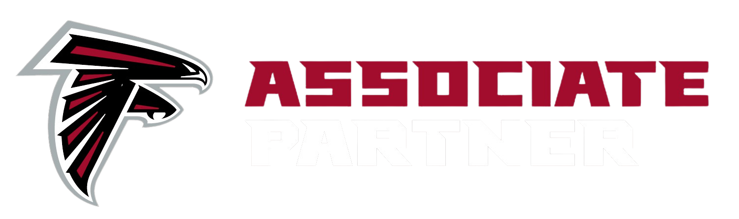 A logo for the atlanta falcons with a falcon on it.