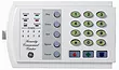 A white keypad with a lot of buttons on it.
