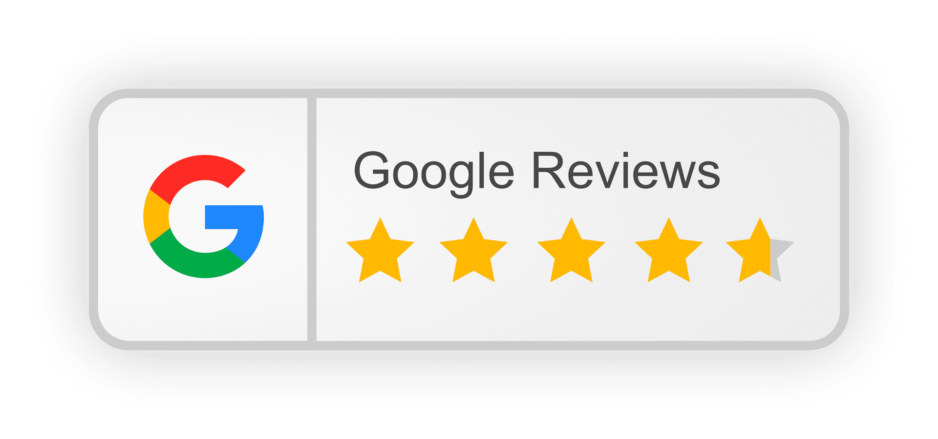 Google Reviews badge with a multicolor G logo and five gold stars
