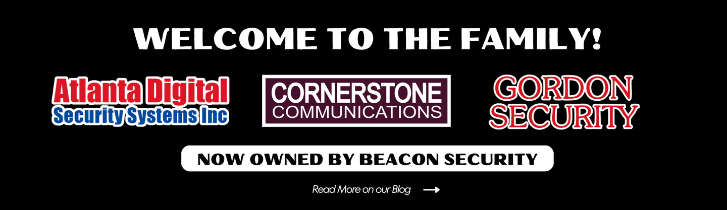 “Welcome to the Family!” banner with Atlanta Digital Security Systems, Connections Communications, and Gordon Security logos