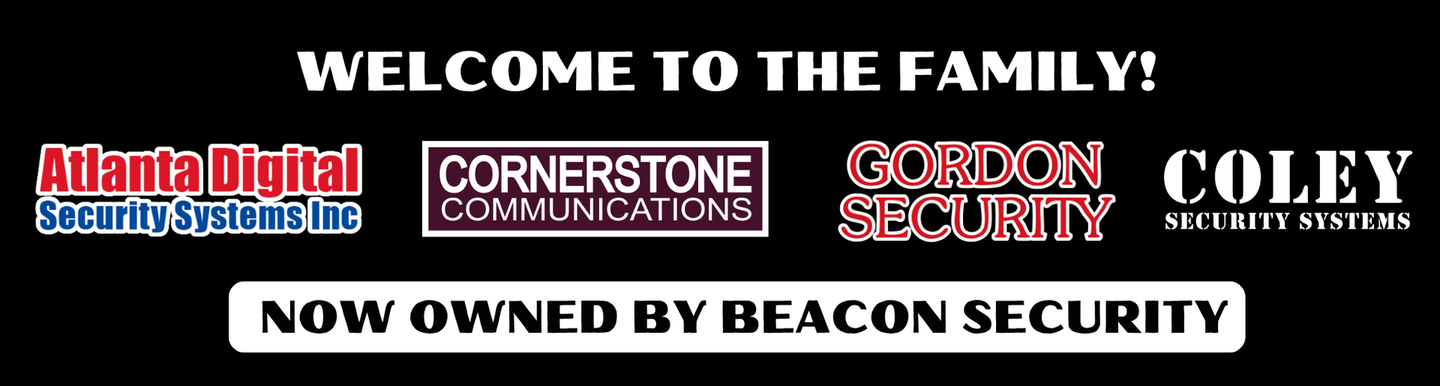 “Welcome to the Family!” banner with Atlanta Digital Security Systems, Connections Communications, and Gordon Security logos