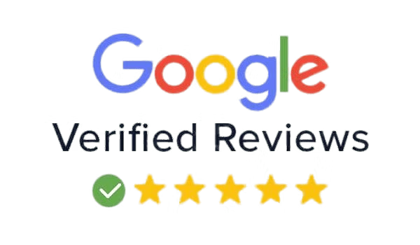 Google Verified Reviews logo with green check and five gold stars
