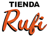 Logotipo de “Tienda Rufi” en texto cursivo negro y naranja sobre fondo blanco.