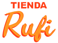 Logo de “Tienda Rufi” en letras naranjas y rojas sobre fondo blanco