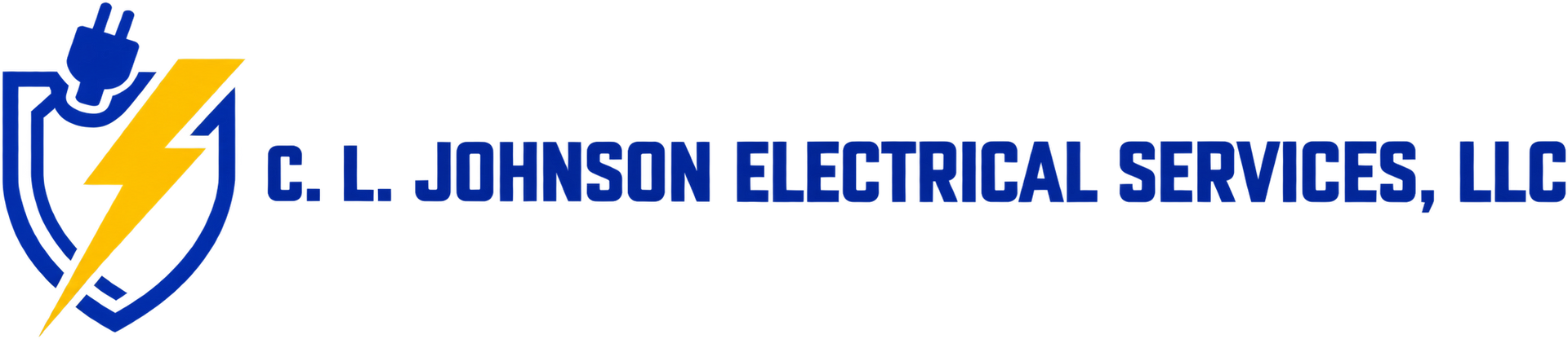 C. L. Johnson Electrical Services, LLC logo with blue and yellow lightning bolt and plug icon