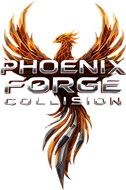 Phoenix Force Collision logo with fiery phoenix wings and orange flame text on a black background