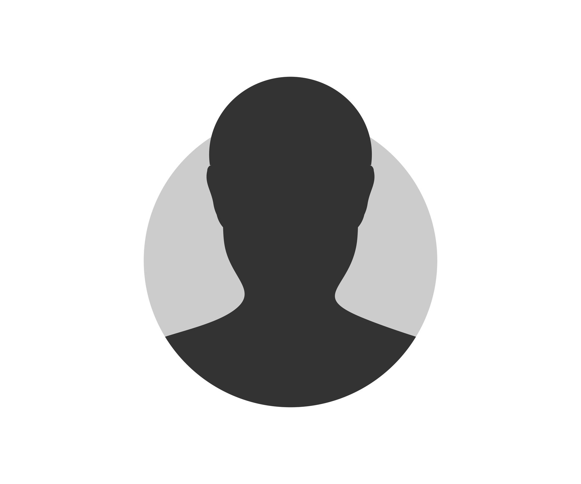 Silhouette of a person inside a gray circle, on a white background.