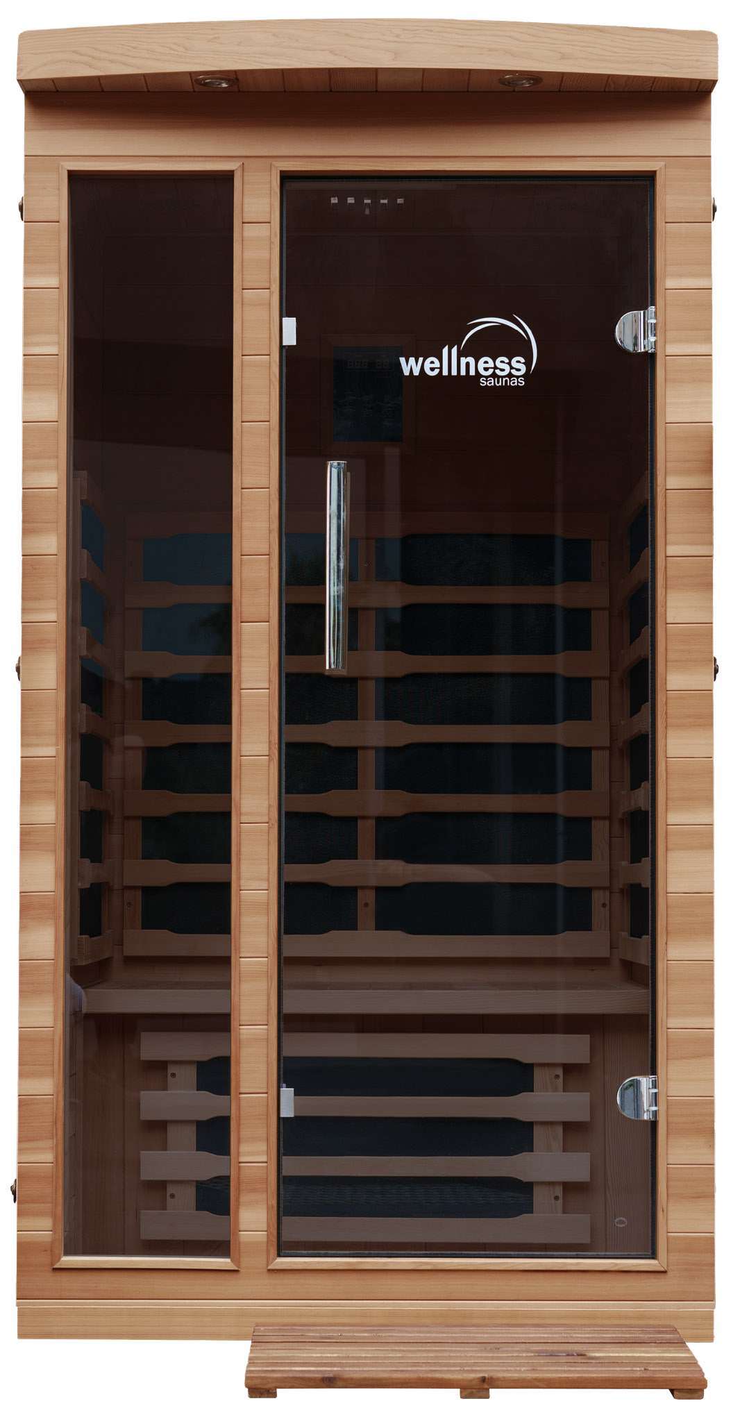 Wooden Infrared Sauna With Glass Door — Just Spas Forster in Forster, NSW