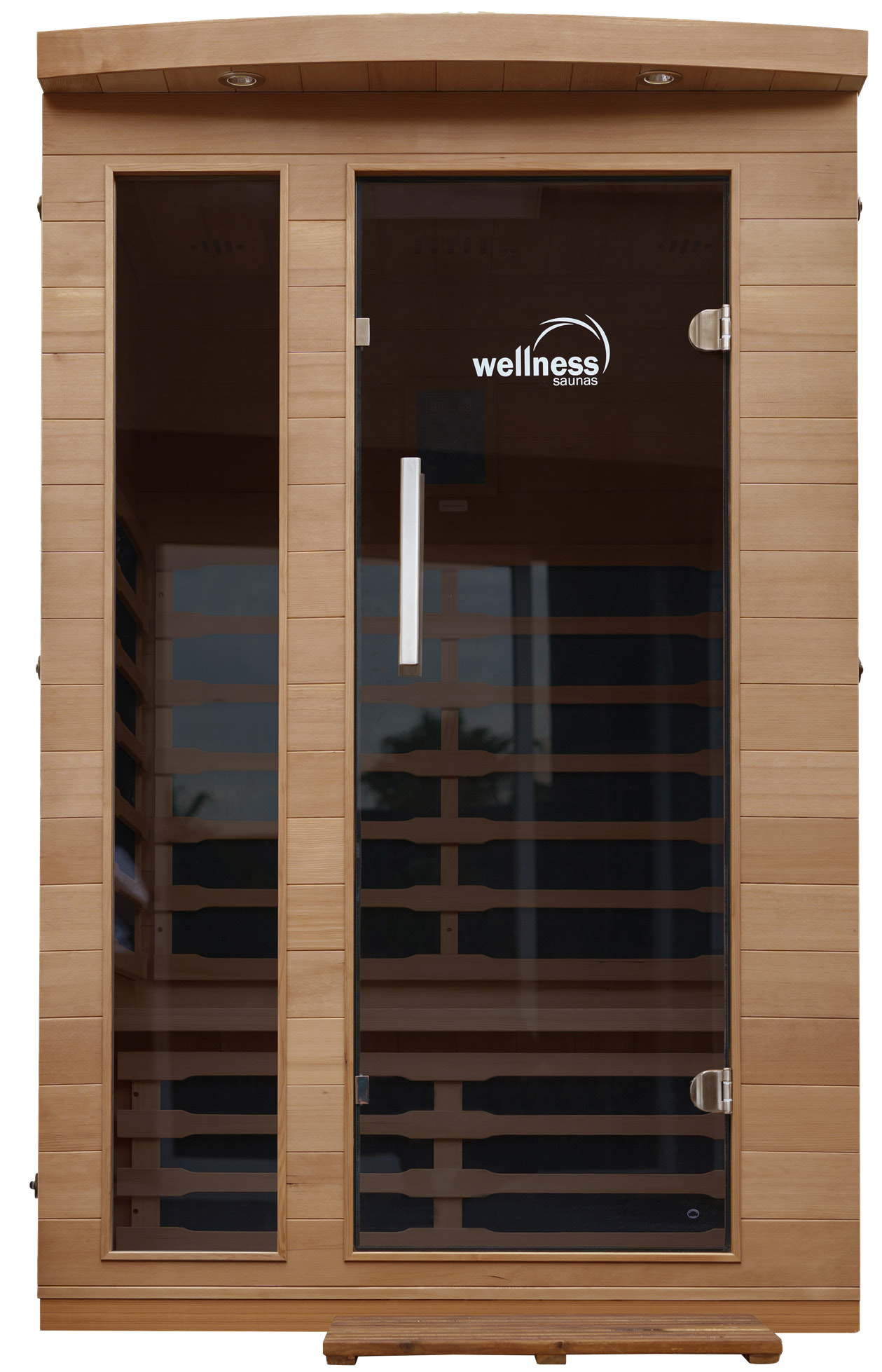 Wooden Infrared Sauna With Glass Door — Just Spas Forster in Forster, NSW