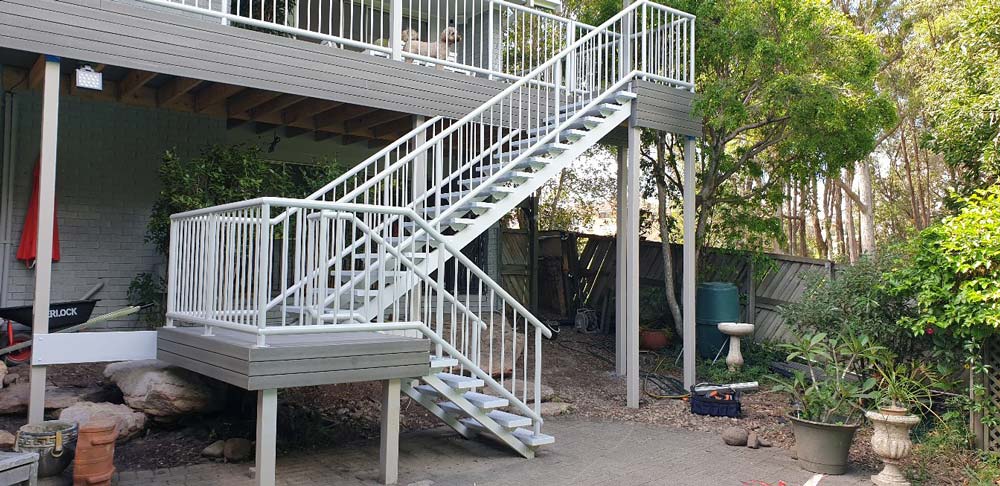 White Colour Balustrade And Stairs — Aluminium Gates in Burleigh Head, QLD