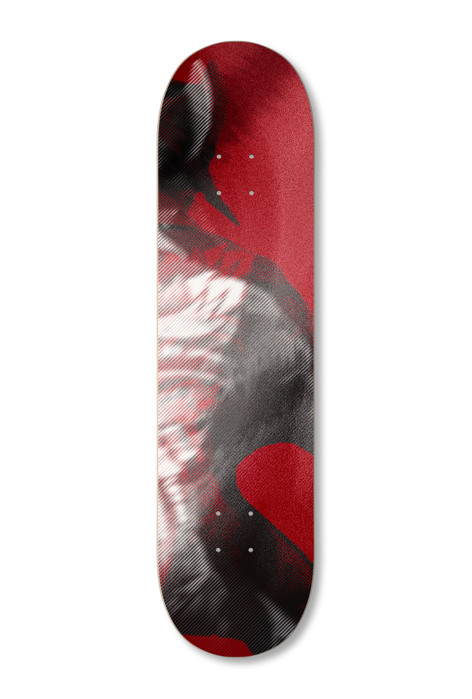 Forme ovale abstraite rouge et noire à motif texturé sur fond blanc