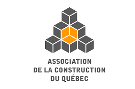 Logo of the Association de la Construction du Québec: geometric cubes, gray and orange.