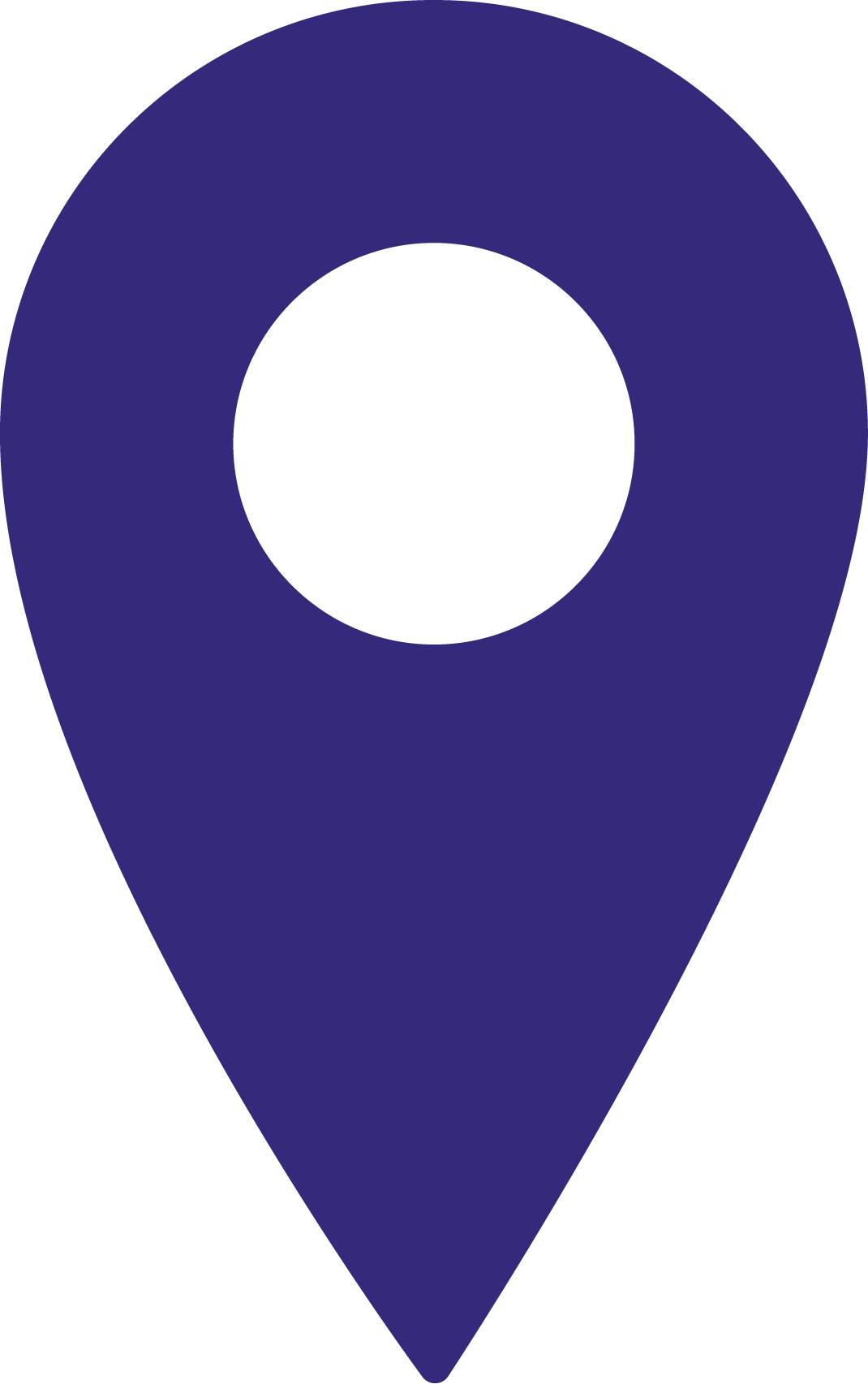 Icône de marqueur de localisation bleue avec un cercle intérieur blanc.