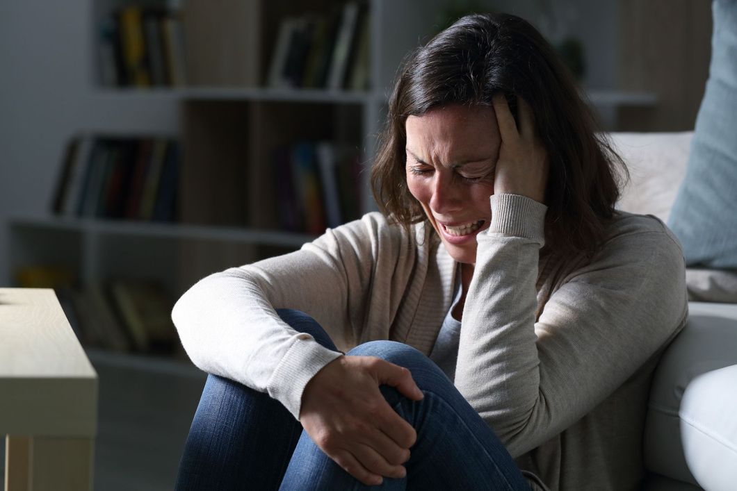 Upset woman facing life challenges