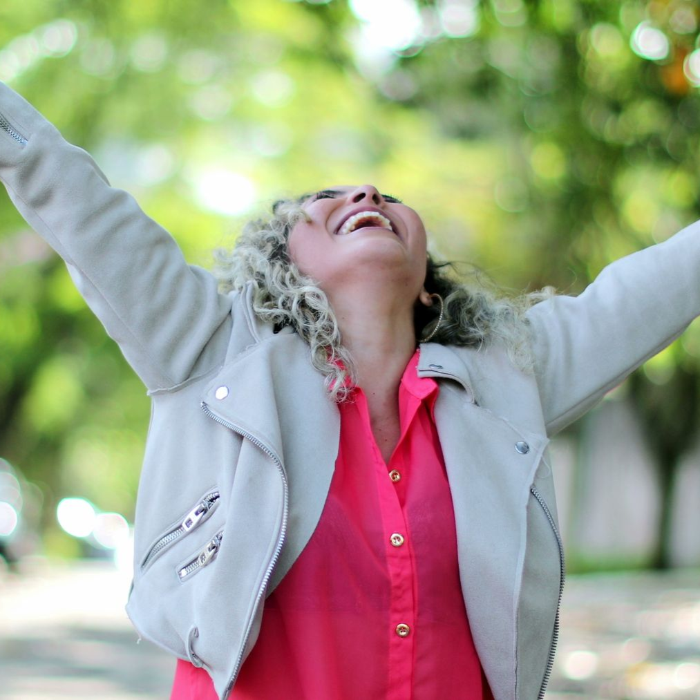 Happy woman who experienced coaching with Bonnie Fullerton, RN- Certified Health Coach - Certified Life Coach