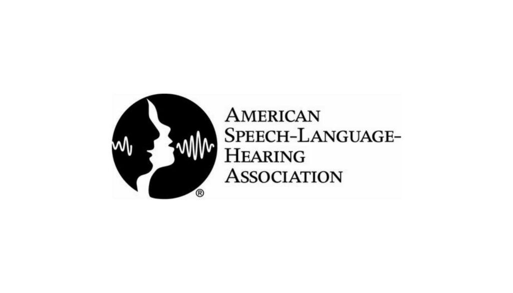 American Speech-Language-Hearing Association logo with black profile silhouette and text on white background