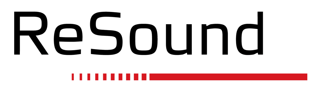 ReSound logo in black and red on a white background