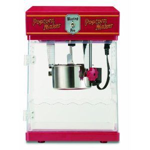 Pink Popcorn Maker machine with clear front panel and stainless-steel kettle