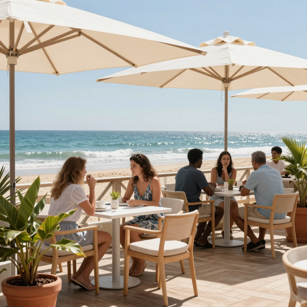 Beachfront restaurant patio in Newport Beach