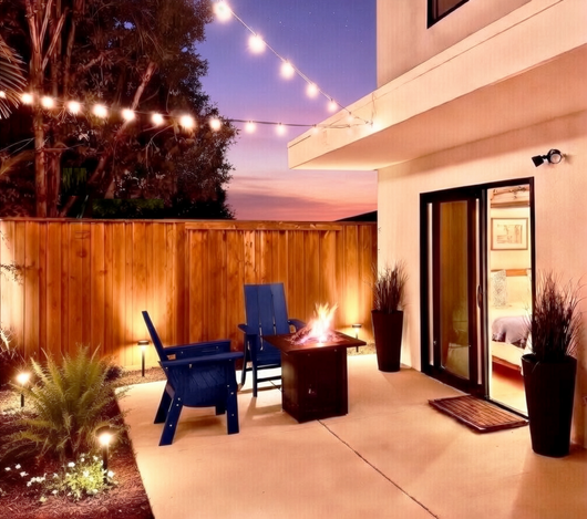 Private courtyard with fire pit at Surf Casita.