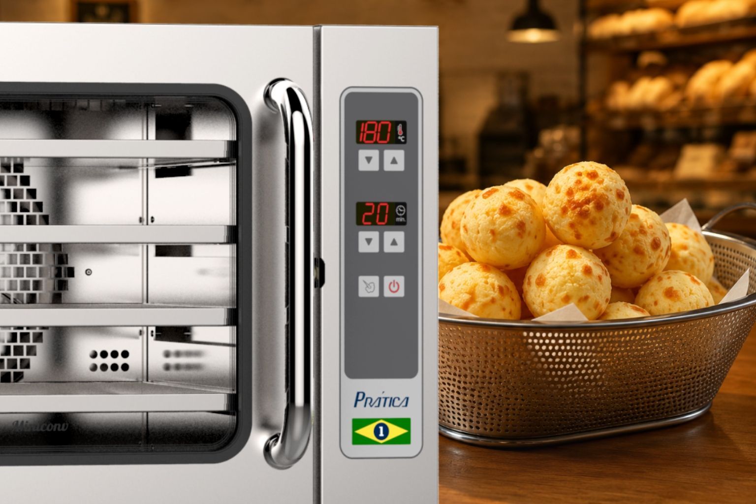 Um forno branco com a palavra pratica escrita nele