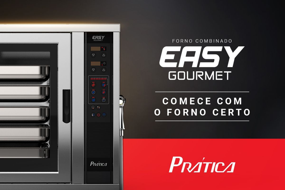 Um forno de aço inoxidável com fácil gourmet escrito nele