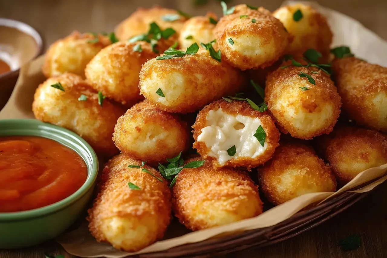 Uma cesta cheia de batatas fritas ao lado de uma tigela de ketchup.